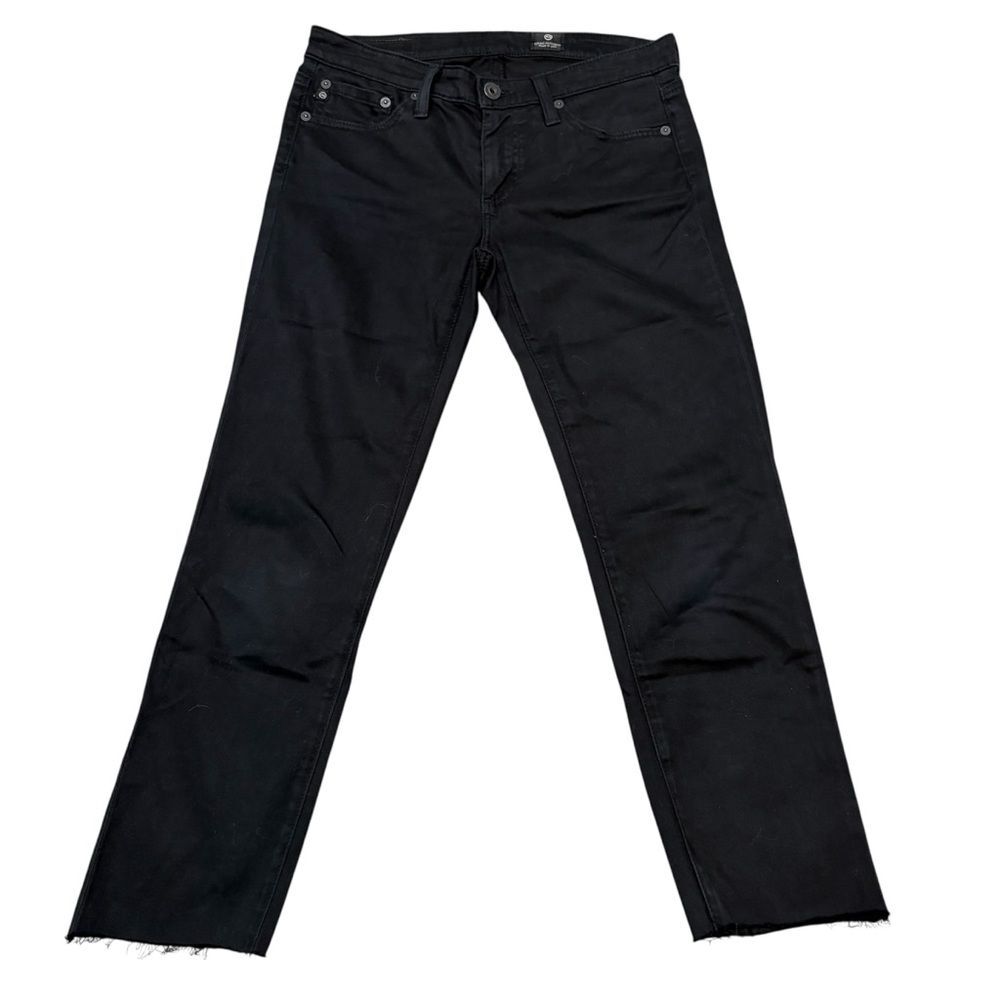 AG Adriano Goldschmied The Stilt Cigarette Black Raw Hem Jeans Size 26R ALTERED